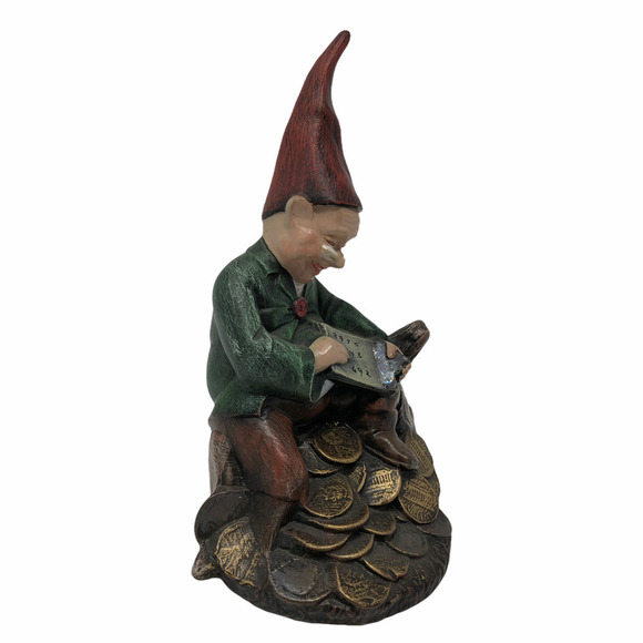 Vintage Porcelain Money Coin Gnome Figure Figurine Mystical Mythical Artist Sign - Picture 4 of 9